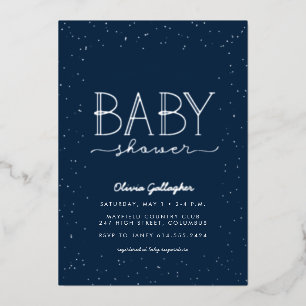 Ster babyshower twinkle twinkle marineblauw folie uitnodiging