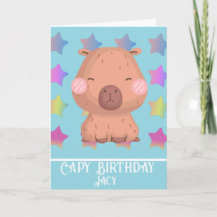 Ster Capybara Verjaardag Schattig Kaart