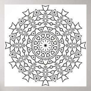 Ster Core Mandala met Hoekige Tribale Geometrie Poster