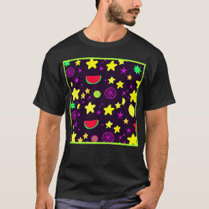 Ster en fruit kleurrijk patroon t-shirt