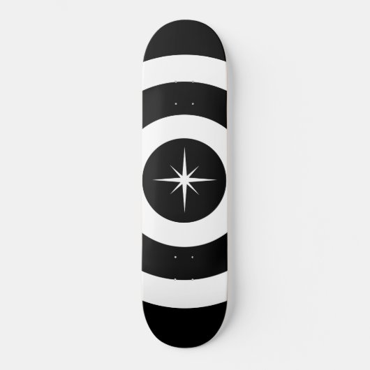 Ster en golven in zwart-wit skateboard (Voorkant)