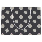 Ster en Kerstmis Bauble Zilver en Zwart Groot Cadeauzakje (Achterkant)