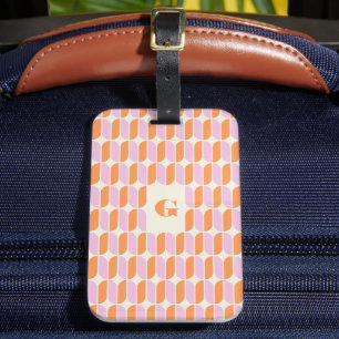 Ster Gebogen Zonsondergang Tegels Monogram Bagage  Bagagelabel