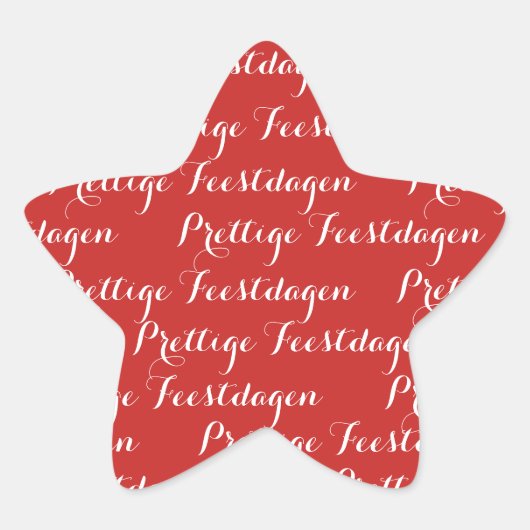 Ster Kerst tekst stickers "Prettige Feestdagen" (Voorkant)