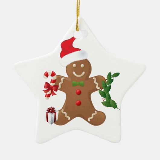 Ster kerstversiering, Gingerbrood Man Keramisch Ornament (Voorkant)