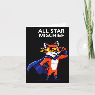 Ster mischief superheld vos met cape cartoon grapp kaart