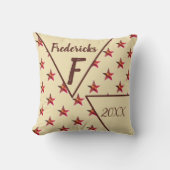 Ster Monogram Initiaal Rood Bruin Huisdecoratie Kussen (Voorkant)