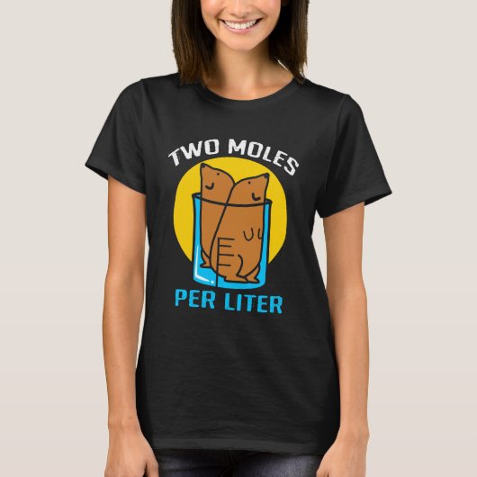 Ster-nosse mole Funny Two Mole per liter in glas T-shirt (Voorkant)