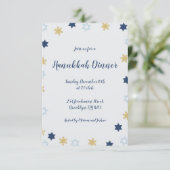 Ster of David | Blauw en goud Chanoeka diner Kaart (Staand voorkant)