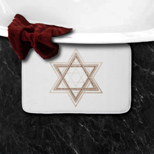 Ster of David Elegant Goud en Wit Modern Badmat