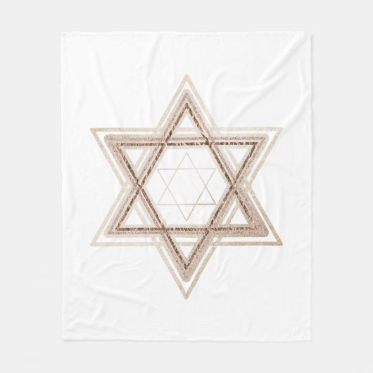 Ster of David | Elegant Goud en Wit Modern Fleece Deken (Voorkant)