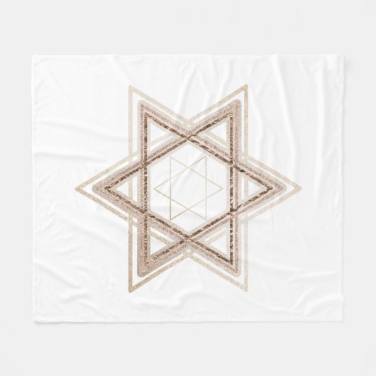 Ster of David | Elegant Goud en Wit Modern Fleece Deken (Voorkant (Horizontaal))