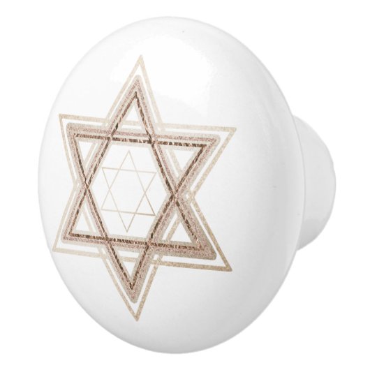 Ster of David | Elegant Goud en Wit Modern Keramische Knop (Rechts)