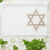 Ster of David | Elegant Goud en Wit Modern Theedoek (Gevouwen)