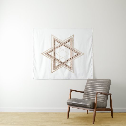 Ster of David | Elegant Goud en Wit Modern Wandkleed (In Situ (horizontaal))
