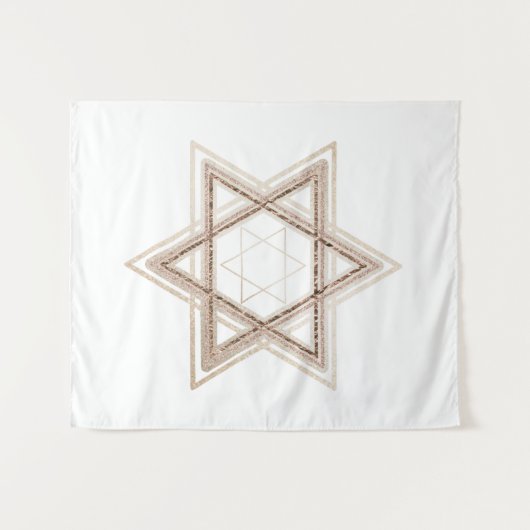 Ster of David | Elegant Goud en Wit Modern Wandkleed (Voorkant (horizontaal))