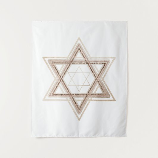 Ster of David | Elegant Goud en Wit Modern Wandkleed (Voorkant)