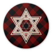 Ster of David | Rustieke Buffalo Rood en Zwart Pla Keramische Knop (Voorkant)