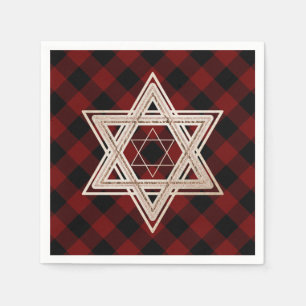 Ster of David   Rustieke Buffalo Rood en Zwart Pla Servet