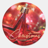 Ster Ornament Kerstmis Ronde Sticker (Voorkant)