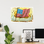 Ster Spangled Banner American Flag Canvas Afdrukke Poster (Thuiskantoor)