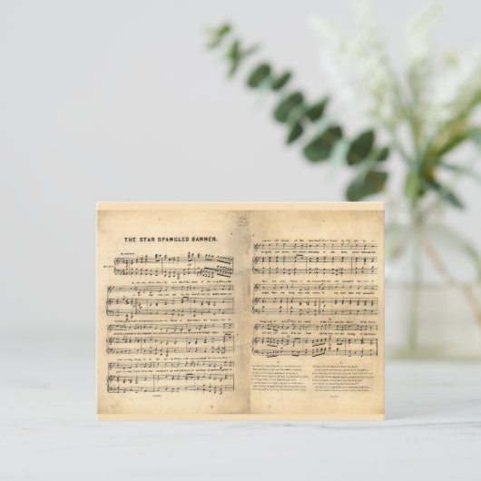  Ster Spangled Banner Song Sheet Lyrics Briefkaart (Staand voorkant)