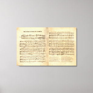 Ster Spangled Banner Song Sheet Lyrics Canvas Afdruk