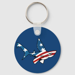 Ster-Spangled Cartoon Shark Sleutelhanger