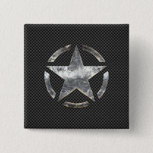 Ster Symbool op een koolstofstijldecor Vierkante Button 5,1 Cm
