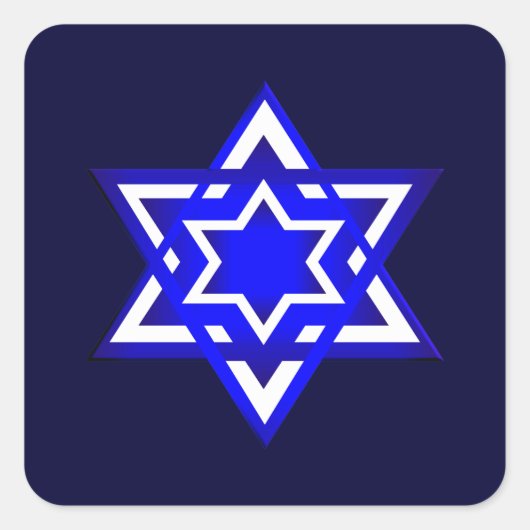 Ster van David 3d Vierkante Sticker (Voorkant)