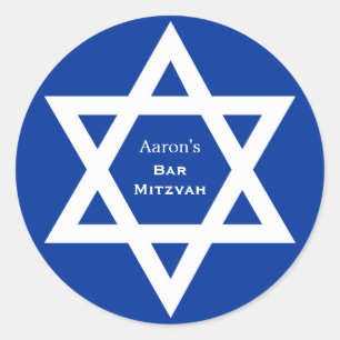 Ster van David Bar Mitzvah blauw Ronde Sticker