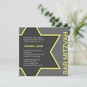 Ster van David Bar Mitzvah Gray & Yellow Kaart (Staand voorkant)