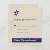 Ster van David Bar Mitzvah Reply Invitation RSVP Kaartje (Voorkant / Achterkant)