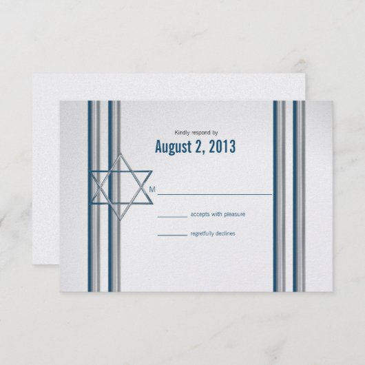 Ster van David Bar Mitzvah RSVP Kaartje (Voorkant / Achterkant)