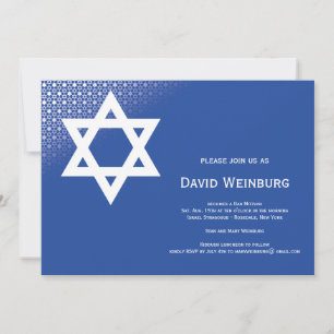 Ster van David Blue Bar Mitzvah Uitnodiging