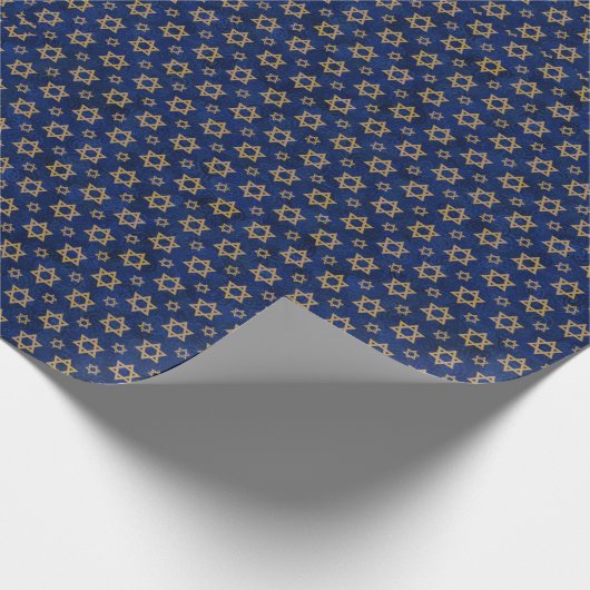 Ster van David Blue en Gold Wrapping Paper Cadeaupapier (Hoek)
