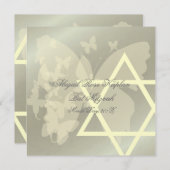 Ster van David/Butterfiles Bat Mitzvah uitnodiging (Voorkant / Achterkant)