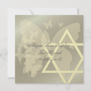 Ster van David/Butterfiles Bat Mitzvah uitnodiging