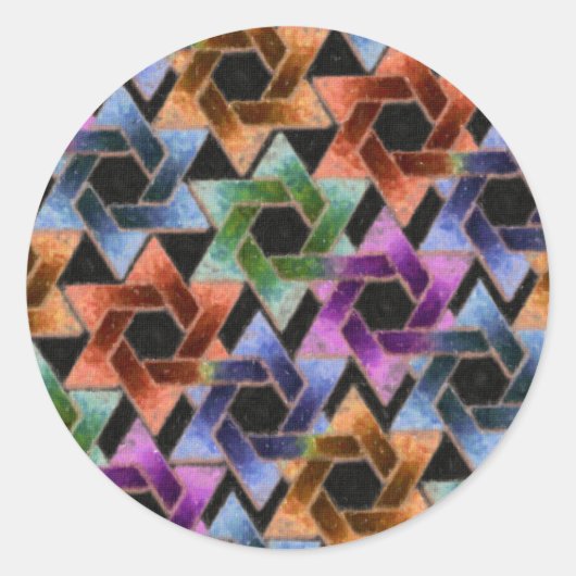 Ster van David Damask Ronde Sticker (Voorkant)