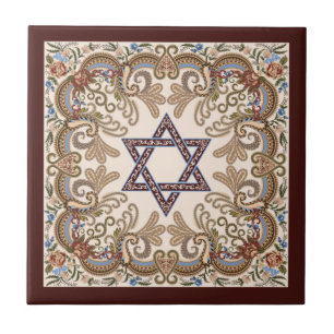 Ster van David Elegant  Damask Jewish Art Tegeltje