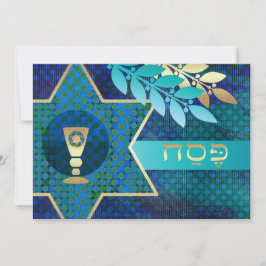 Ster van David en Kiddush Cup Pascha Seder Kaart