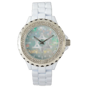 Ster van David Fire Opal Dial Bat Mitzvah Horloge