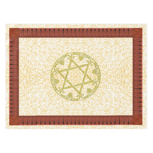Ster van David Flower Border Tafelkleed (Voorkant (Horizontaal))