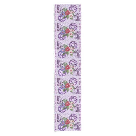 Ster van David Flower Runner Korte Tafelloper (Voorkant)