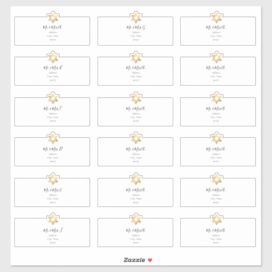 Ster van David Guest Adresetiketten Sticker (Vel)