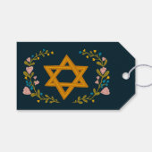 Ster van David Hand-getrokken Bloemen Chanoeka Cus Cadeaulabel (Voorkant (Horizontaal))