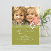 Ster van David Hanukkah Foto Flat Kaart (Staand voorkant)