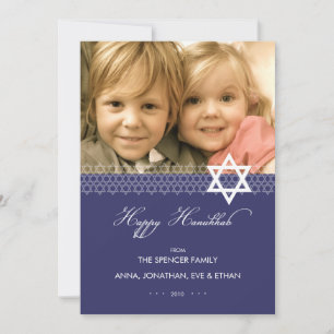 Ster van David Hanukkah Foto Flat Kaart