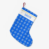 Ster van David Hanukkah Pattern Blue CUSTOMIZE IT Kleine Kerstsok (Voorkant (Hangend))