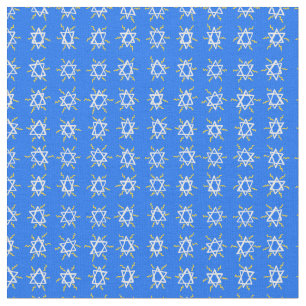 Ster van David Hanukkah Pattern Blue White Stof